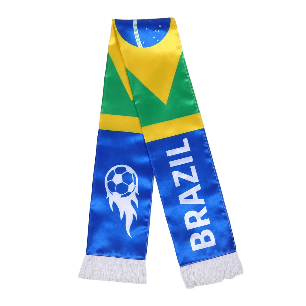 Brazil 2026 Soccer Fan Scarf Tassel National Football Sport Party Supplies Game Day Wear Football Accessories Scarf Soccer