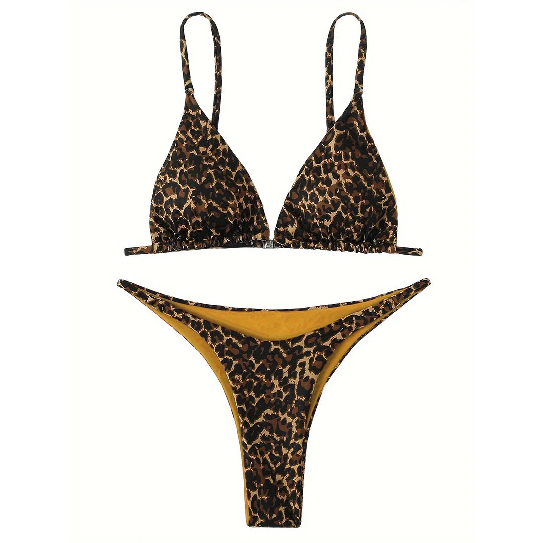 XS - L Sexy Leopard Brazilian Bikini Swimsuit Female Swimwear Women Two-pieces Bikini set Bather Bathing Suit Swim Wear V1149