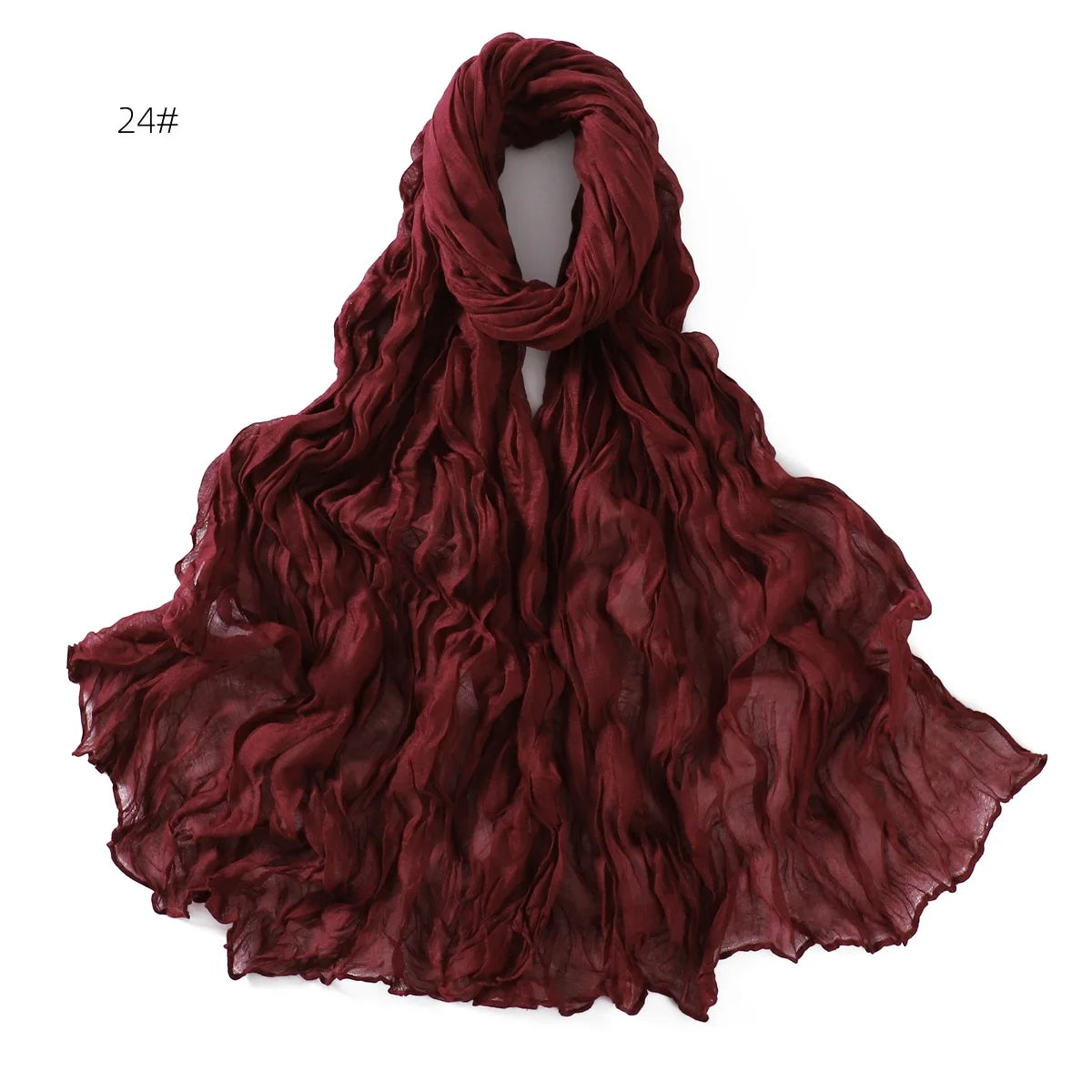 Crumpled Scarf For Women Girls Students Spring New Solid Color Cotton Voile Thin Scarves Soft Knitting Shawl Female Wrap Shawls