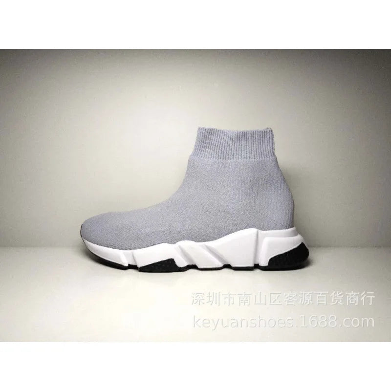 Paris High Top Knitted Boots Sporty Cushioned Dad Shoes Breathable Quick Dry Rubber Outsole Unisex Running Shoes