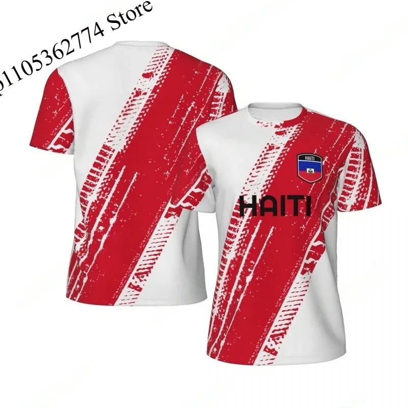 Haiti Flag Football T-shirt Men 3D Printed Boys Fashion O'neck Short Sleeve Soccer Breathable Sports Loose Tees
