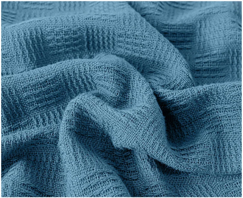 Soft Cozy 100% Cotton Throw Blanket Wide 100cm/150cm/180cm/200cm Plain Knitted Sofa Bed Cover Bedspreads Home Decor Thin Blanket