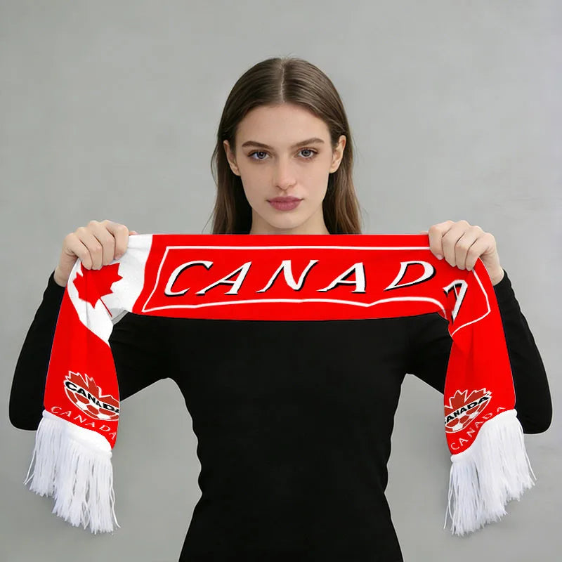 2026 Football Fan Scarf Argentina Brazil Portugal France Spain Canada USA Mexico Print Flannel Tassel Cheering Supporter Scarf