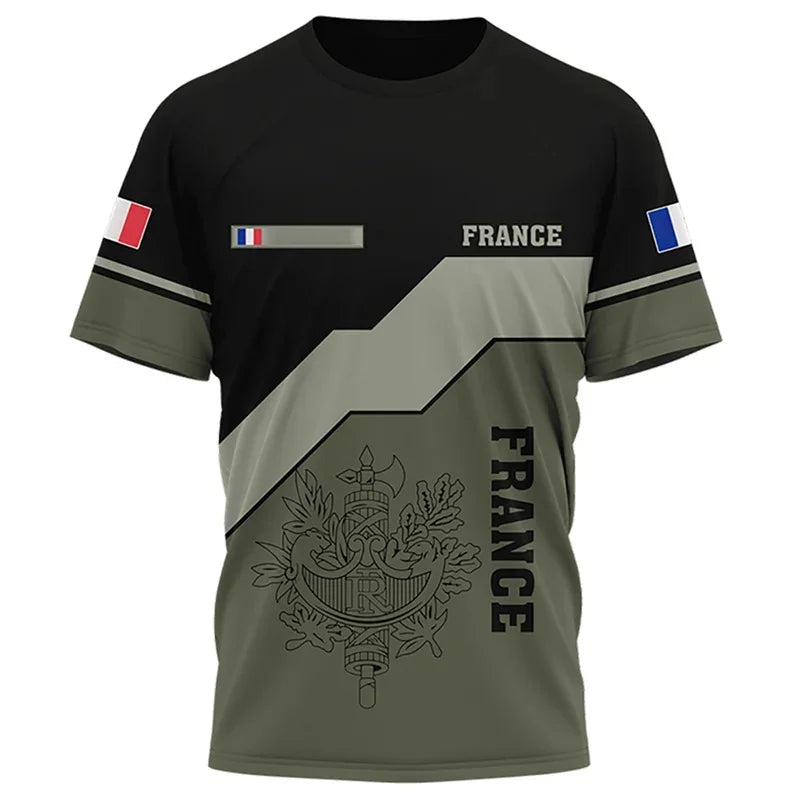 France Football French Flag Emblem Graphic T Shirt For Men Clothing Forest Camouflage T-shirt Short Sleeve Tops Tee Shirts
