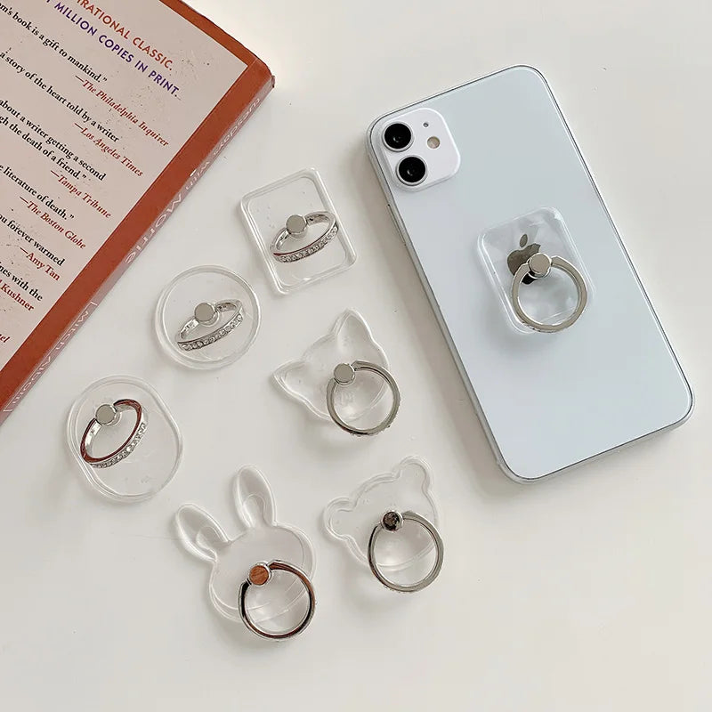 Transparent Finger Ring Holder Diamond Ring Phone Stand Holder for Cellphone Finger Grip Rotatable Phone Support Mount Accessory