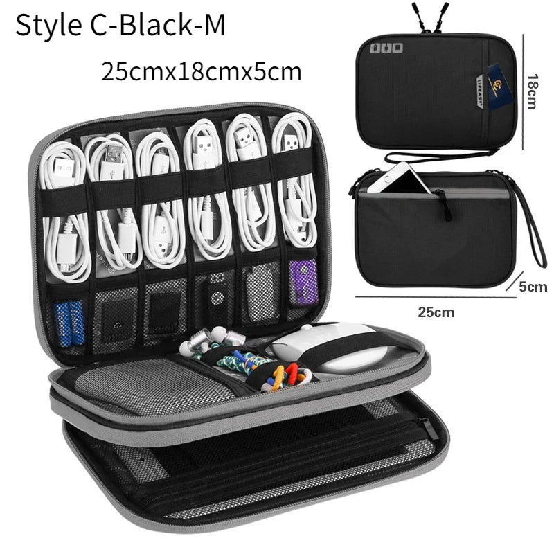 Large Capacity Travel USB Gadget Cable Bag Headphone Storage Box Data Cable Storage Bag Hard Disk Charger Power Bank Organizer