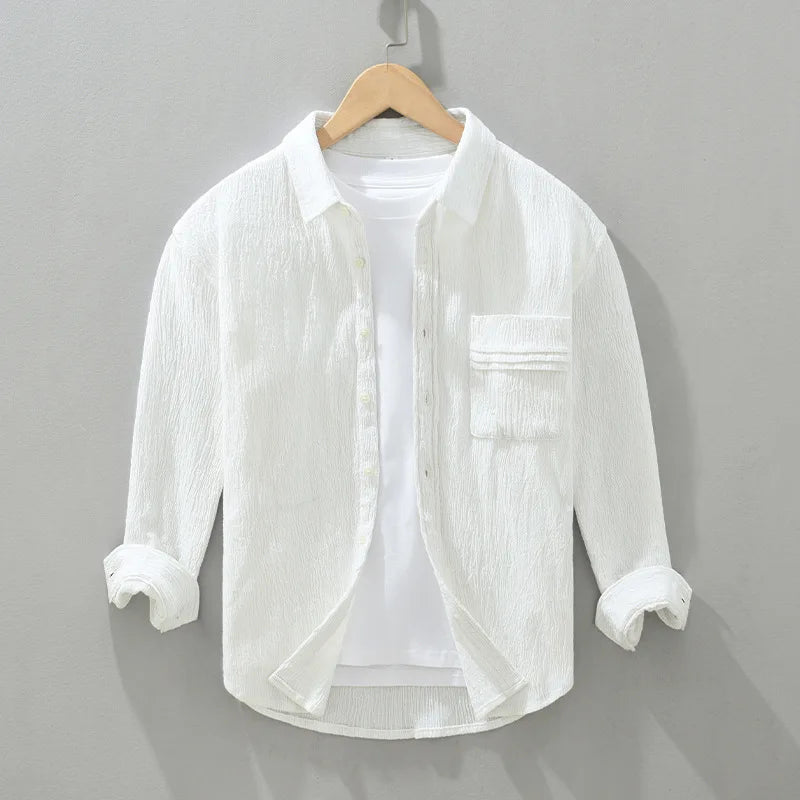 0403 Vintage Brand Good Quality Linen Shirts Thin Coats For Man Lapel Loose Business Casual Long Sleeved Spring Male Jackets