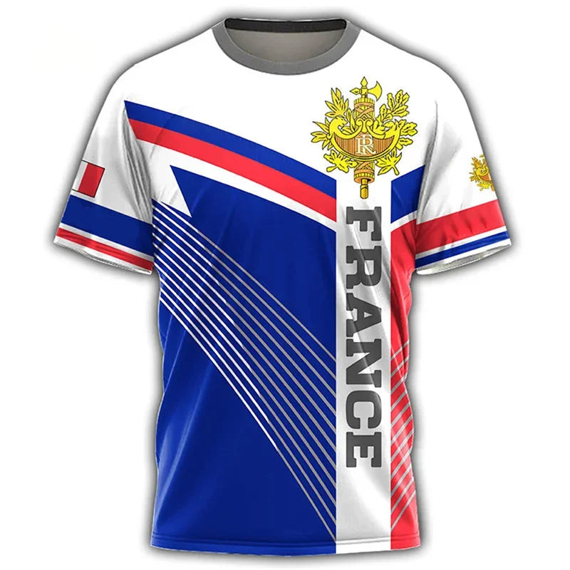 France Football French Flag Emblem Graphic T Shirt For Men Clothing Forest Camouflage T-shirt Short Sleeve Tops Tee Shirts
