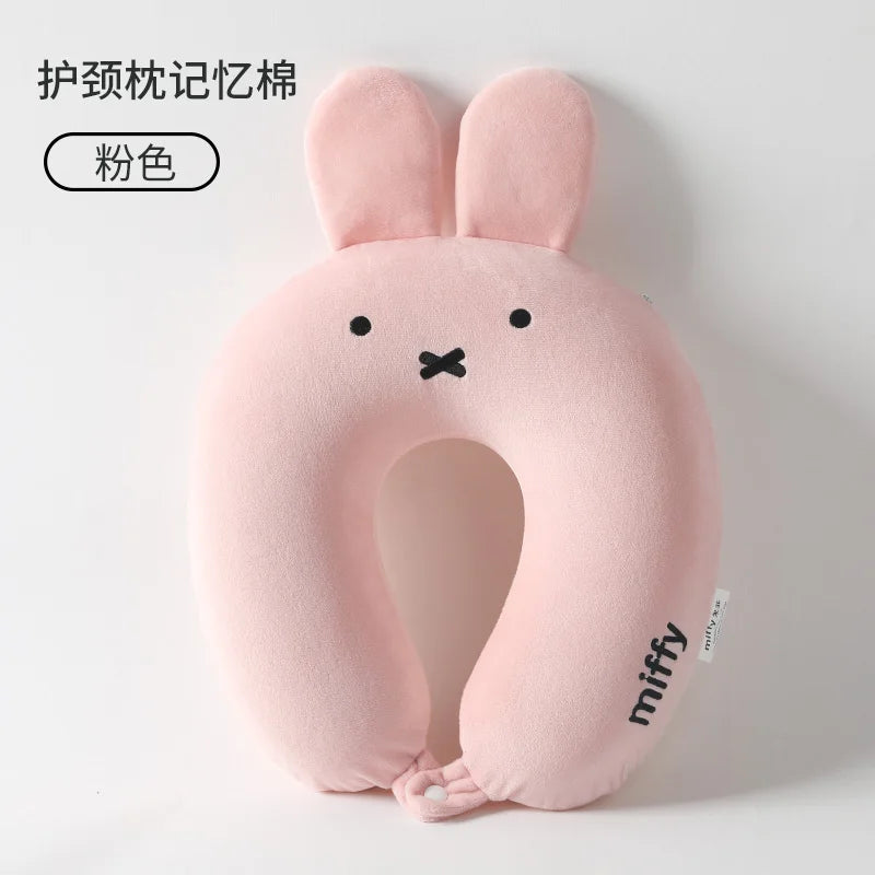 Cartoon Miffys U Pillow Cute Rabbit Memory Foam Neck Pillow Office Airplane Car Pillow Sofa Cushion Decoration Birthday Gifts