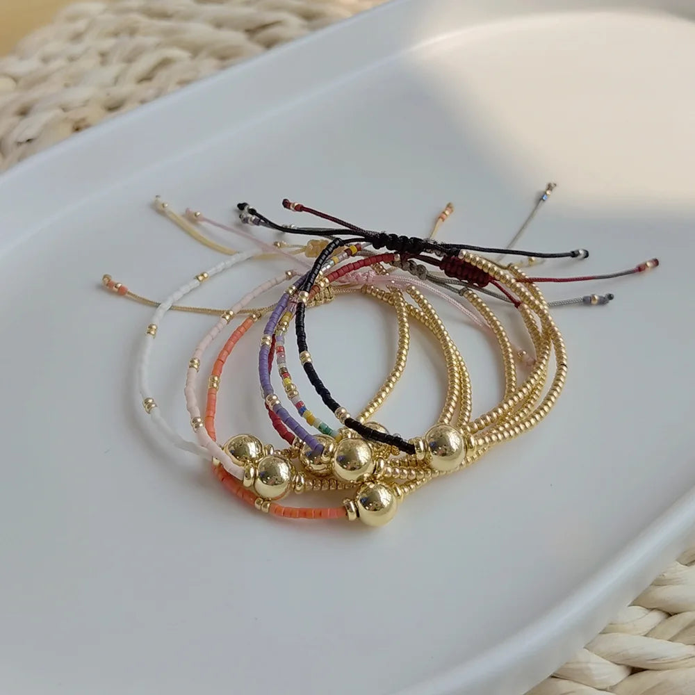 10 pieces 18k plated gold balls Miyuki bracelets mix colors new desing summer holiday jewelry