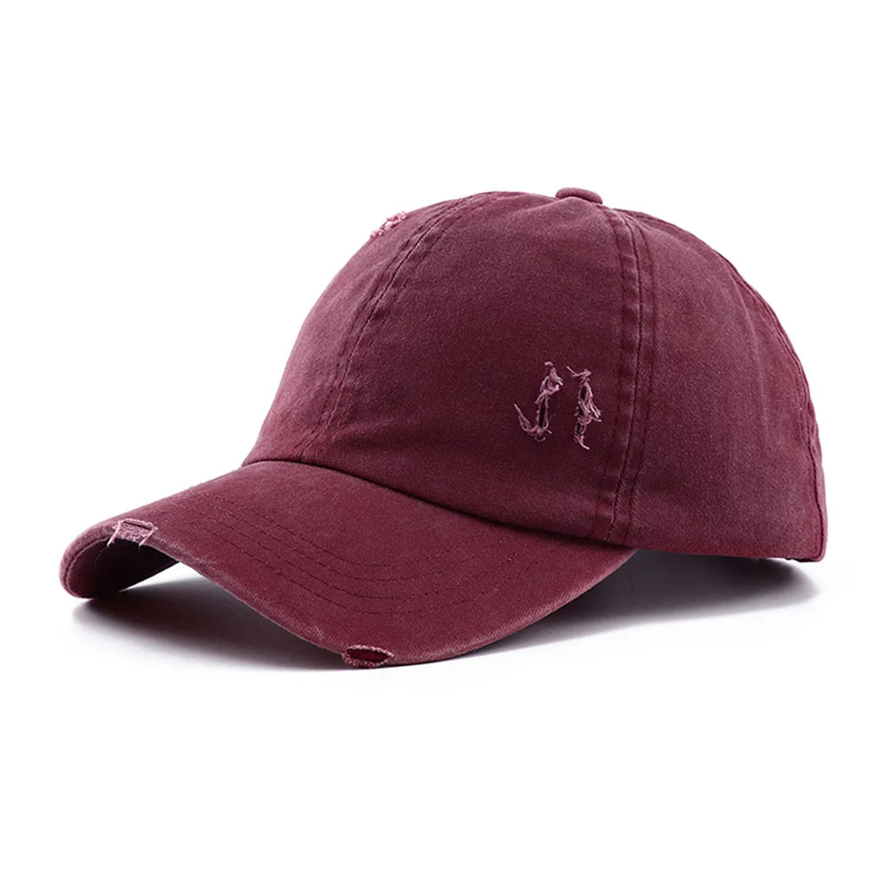 New Spring Summer Hip Hop Leopard Print Ponytail Baseball Cap Outdoor Adjustable Casual Ripped Dad Hats for Women Sunscreen Hat