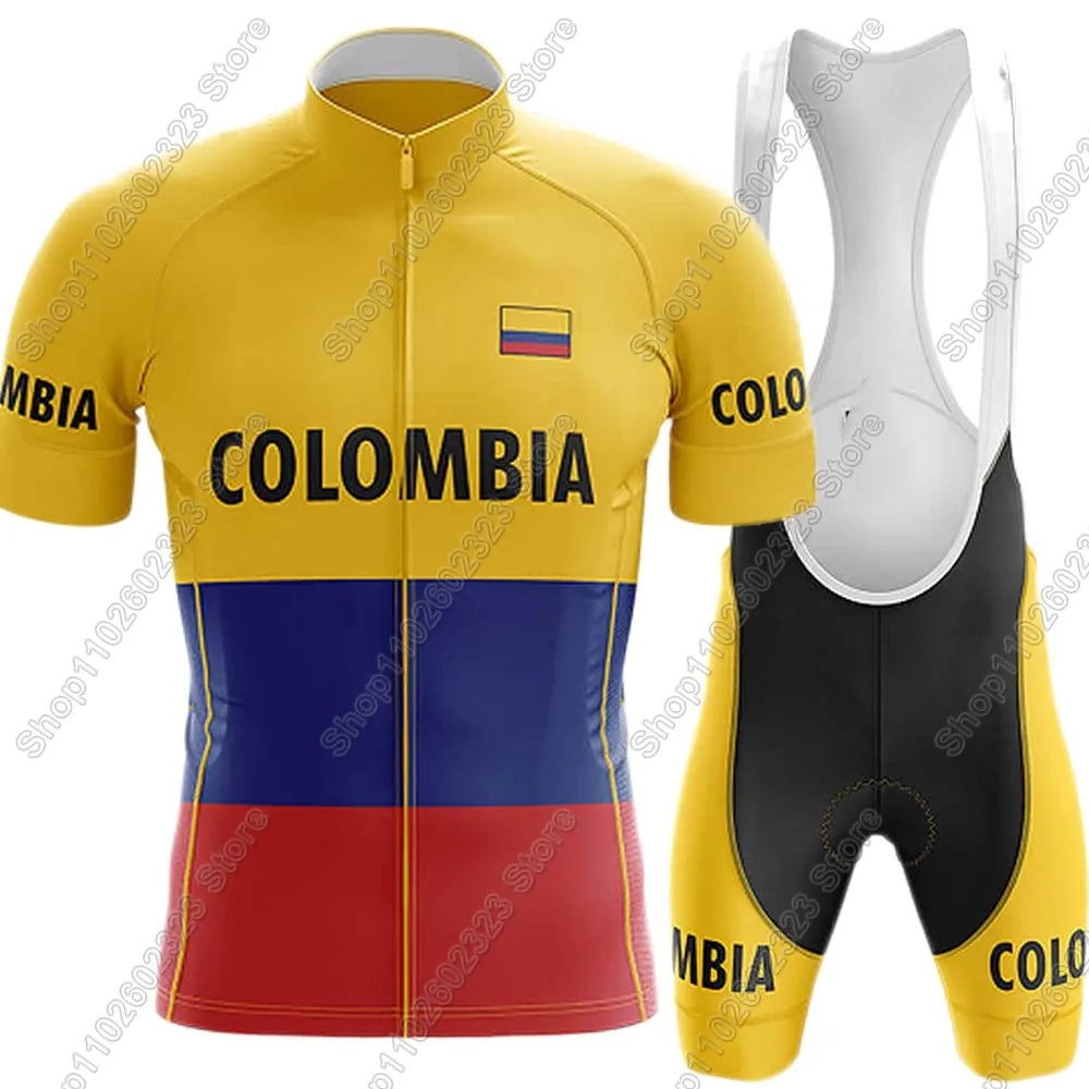 Colombia Team 2025 Cycling Jersey Set Summer Bicycle Clothing Road Bike Shirts Suit Bicycle Bib Shorts MTB Ropa Maillot