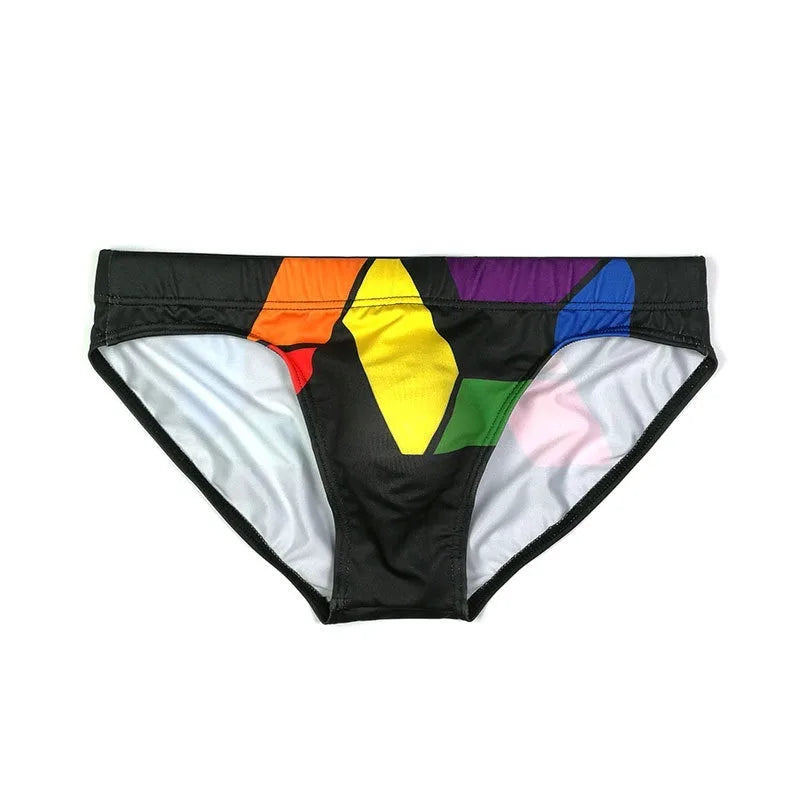 Men's Low Waist Printed Triangle Swimsuit Tight Tether Swimsuit Men's Cup Anti-Embarrassment Shorts BS417