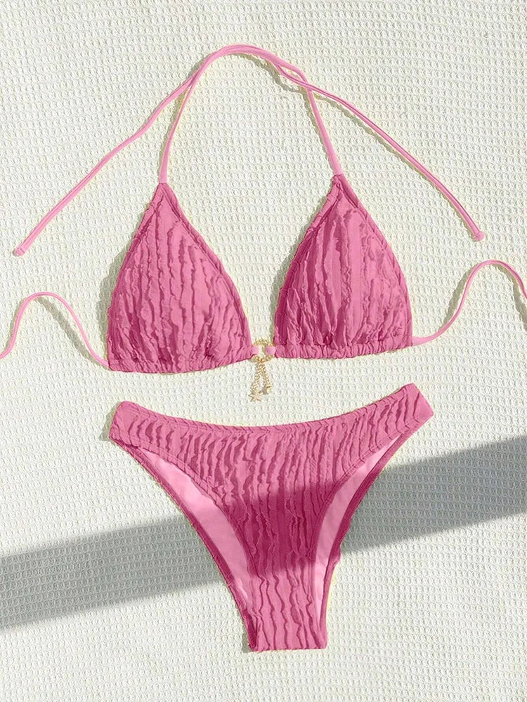 Sexy Bikinis Sets Two-piece Women's Swimsuit Ruffled Halter Neck Bikini 2026 Female Swimwear for Woman Beach Wear Bathing Suit
