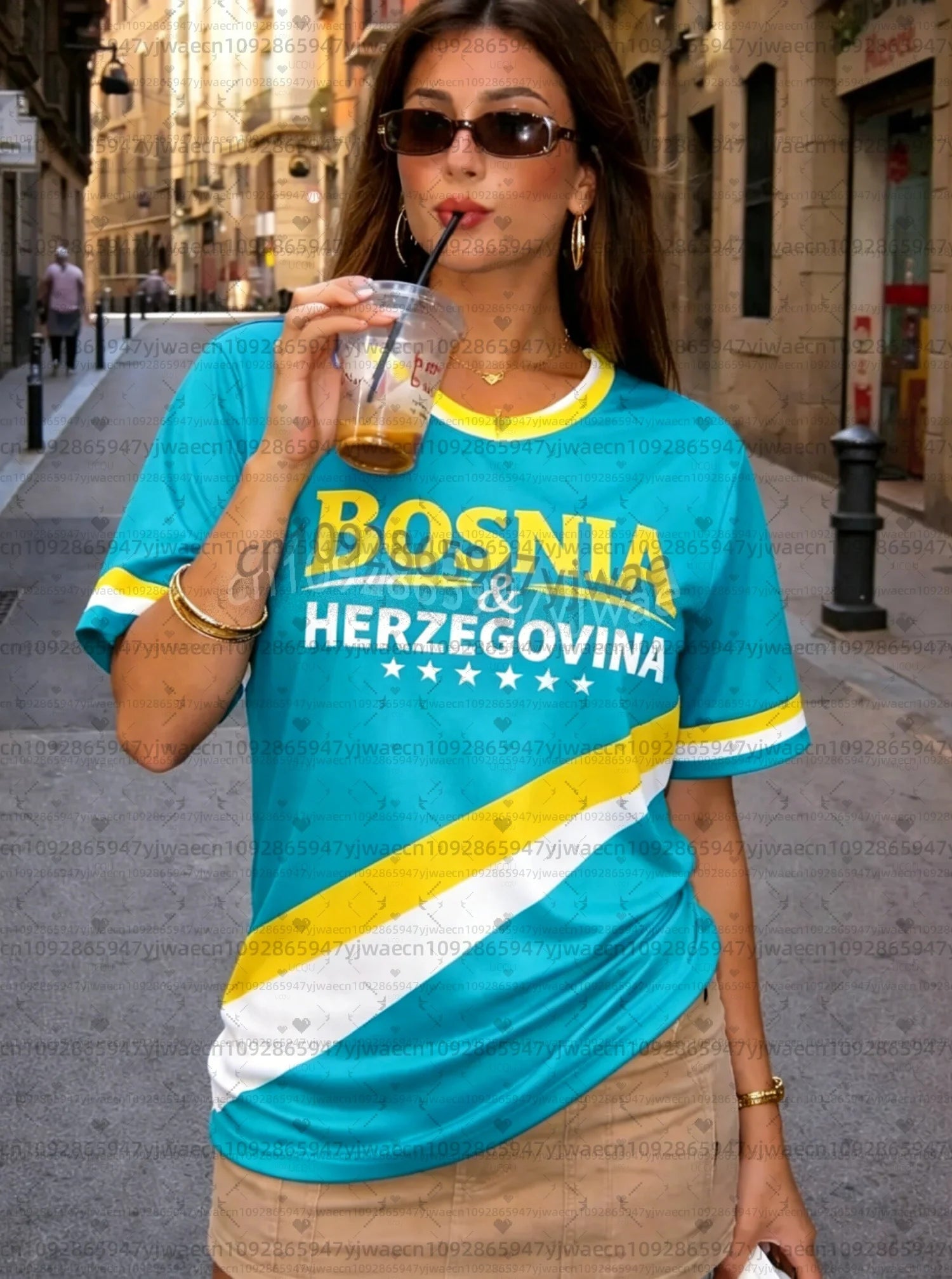 2026 Women men Cheerleaders Bosnia fans Y2k Tops Men Women Soccer O-Neck Short Sleeve Jersey T-Shirt Casual Tees Hip Hop T-Shirt