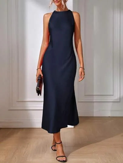 2025 Dress Women Female Clothing Fashion Elegant Evening Party Dresses Satin Dress for Women Spring and Summer Sleeveless Slit