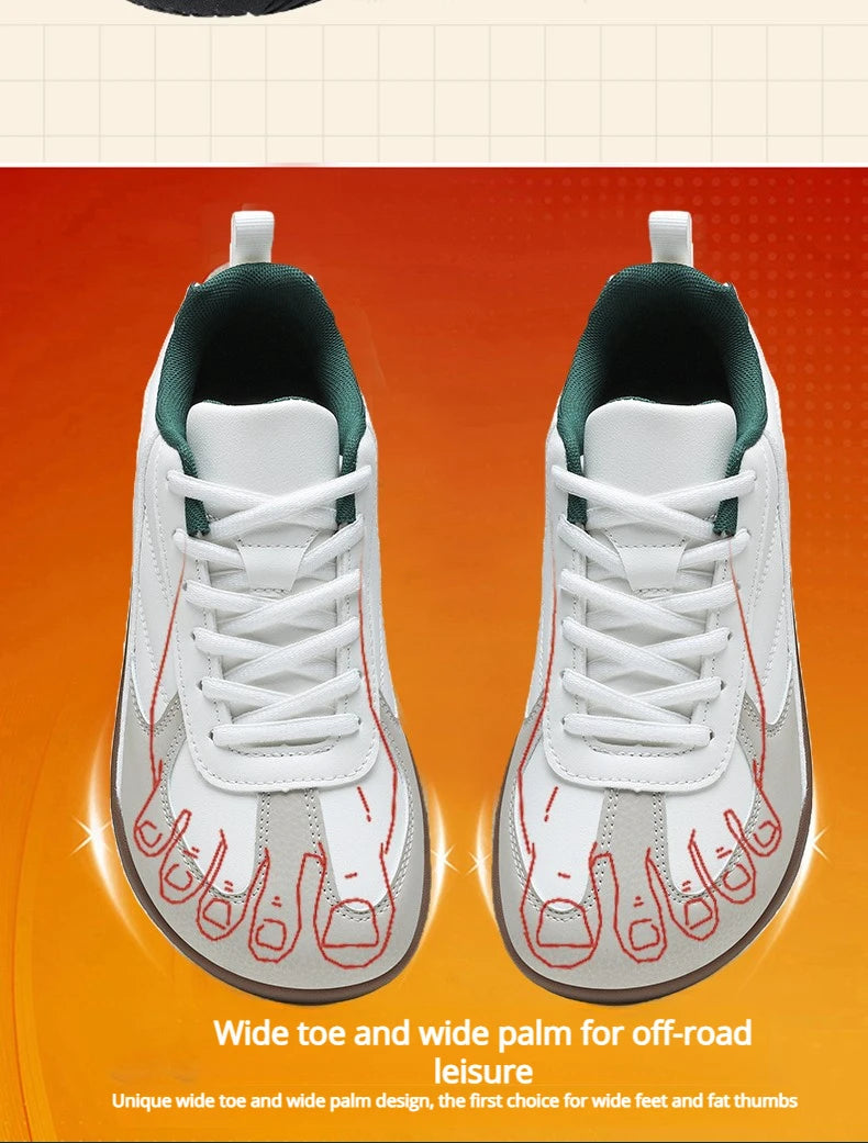 Men's Sports Shoes New Low Heel Round Toe Flat Heel Leather Surface Breathable and Comfortable Lace-up Couple's Style