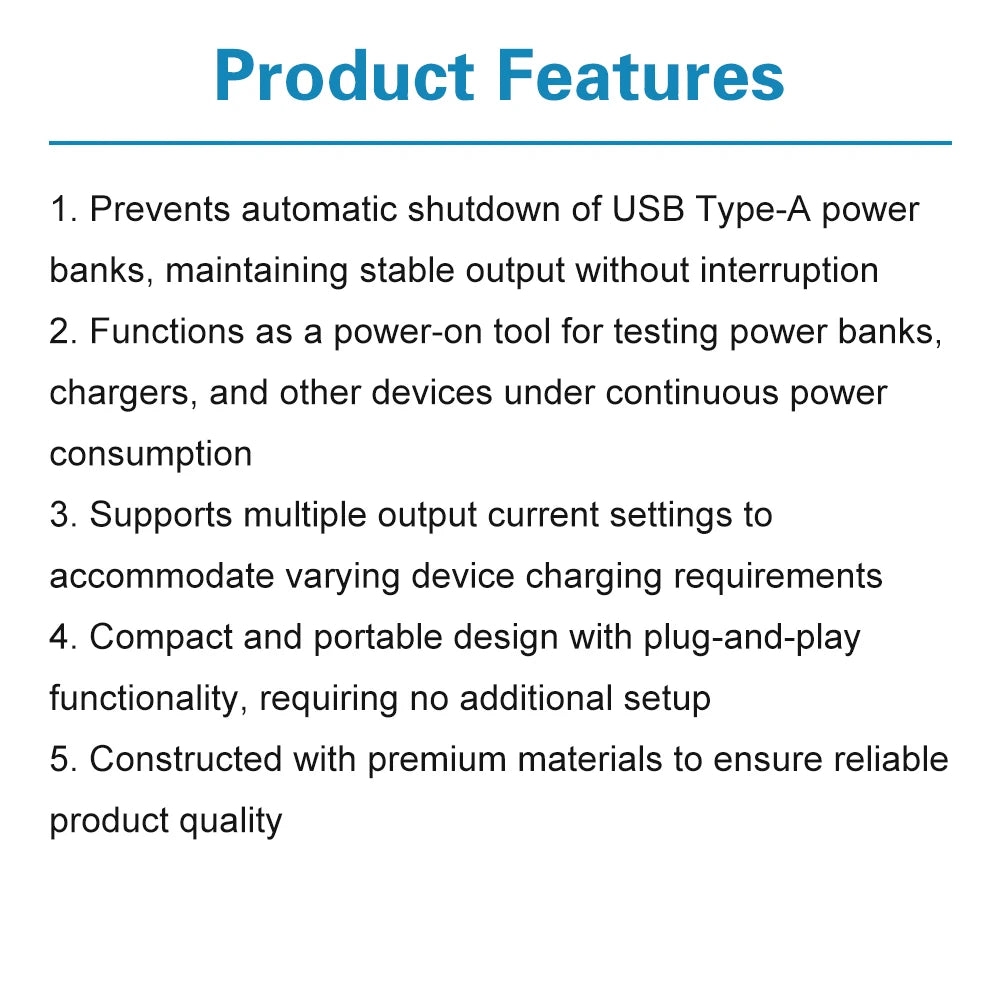 Charging Protection Module USB A Power Bank Virtual Load Anti-Shutdown Module with Switchable Output Current