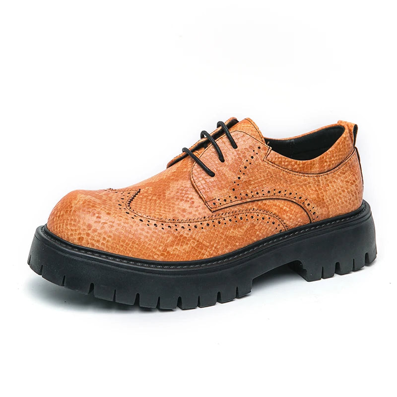 Brogues Men's Luxury Designer Style Thick Sole Shoes Elegant and Sophisticated Gentleman's Shoe Popular Wedding Party Shoes