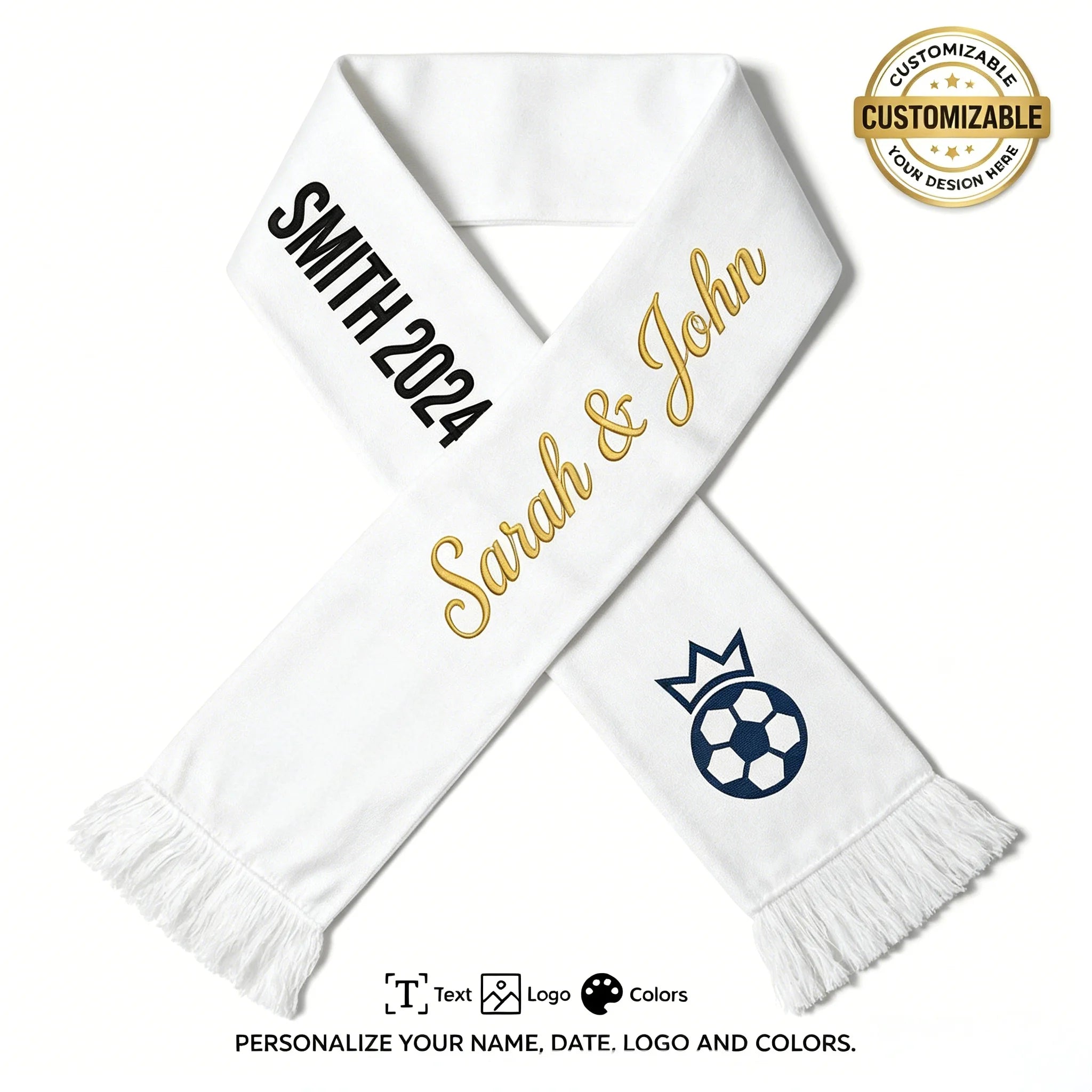 Custom Soccer Club Scarf Personalized Football Team Scarf with Your Logo Name Double-Sided Knit Jacquard Printed Sports FanScarf