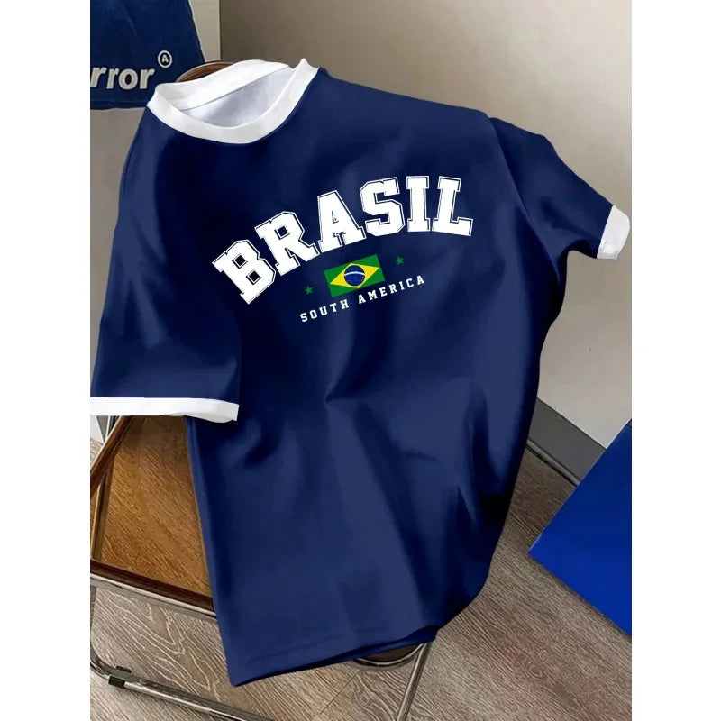 3D Printed Brazil Flag T Shirt For Men Brazilian Sports Pattern T-Shirts Summer Fashion Casual O-Neck Tees Loose Short Sleeves