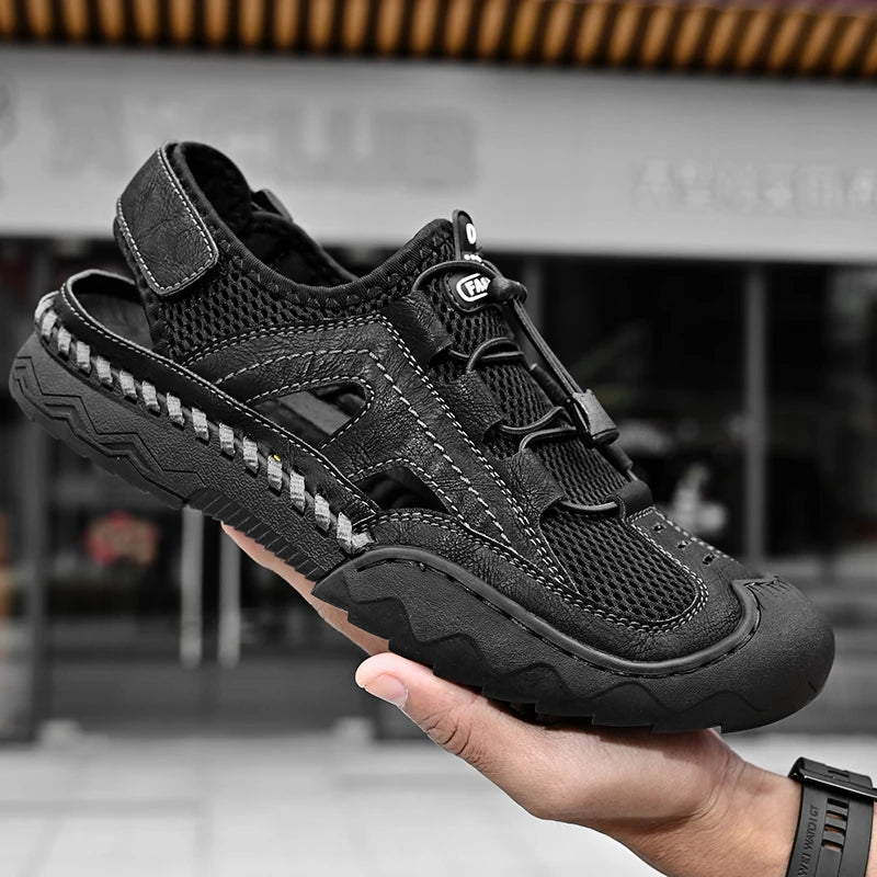 New Mens Sandals Summer Breathable Mesh Sandals Men Outdoor Casual Lightweight Beach Sandals Fashion Men Shoes Large Size 38-46