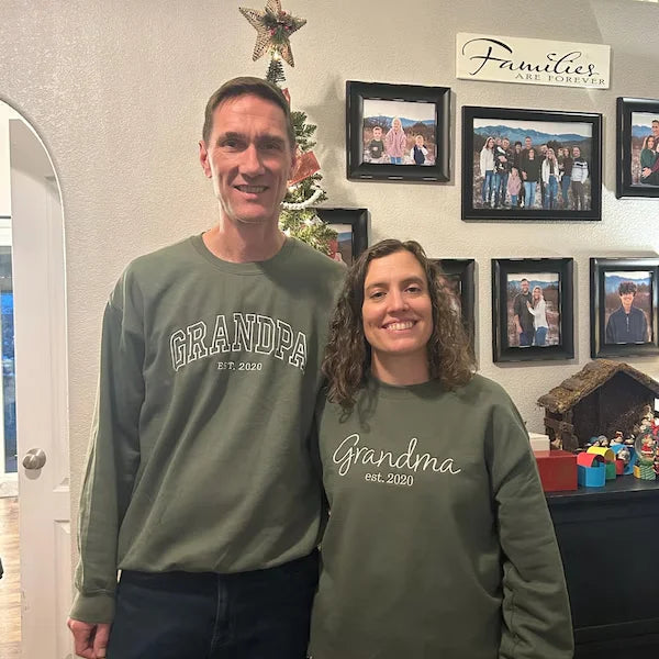 Custom Embroidered Sweatshirt, Name On Sleeve With Heart, Grandpa Shirt With Date, Daddy Est Year Shirt, Gift For New Dad