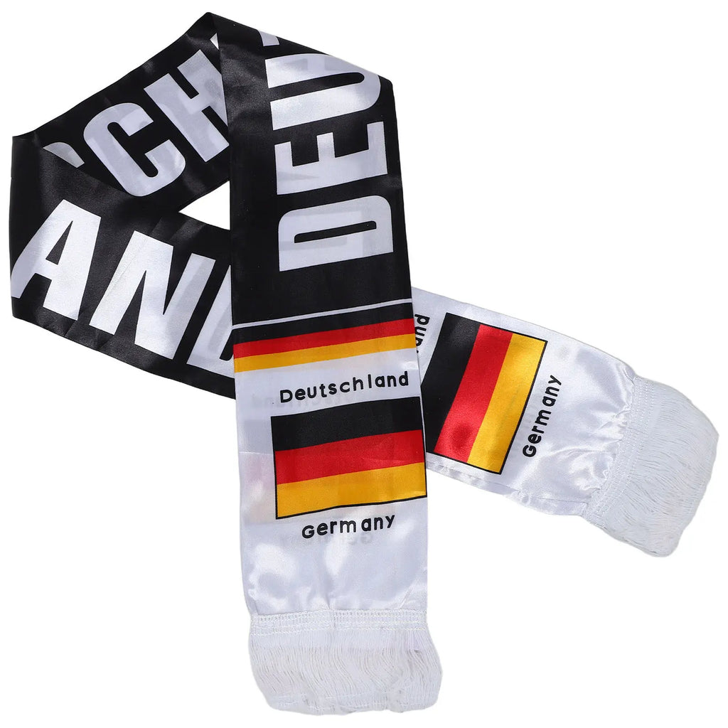 Soccer Fan Scarf Germany Flag Design Fade Resistant Soft Breathable Polyester Team Support Accessory for Football Match Game Day