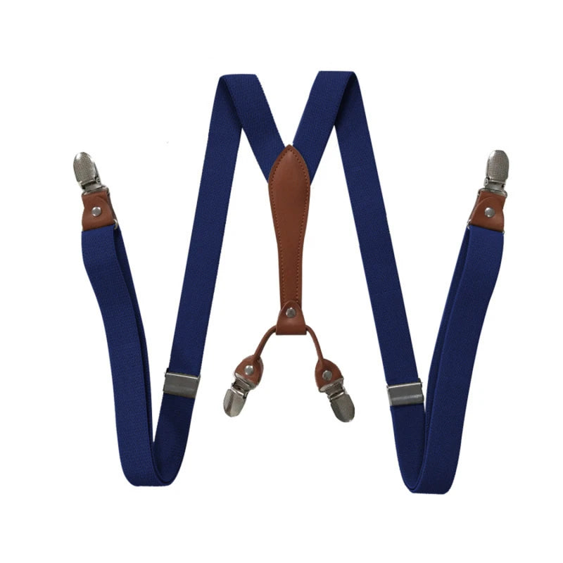 1pc Fashion Suspenders  Men Women 2.5cm Wide X-back 4 Clips Adjustable Elastic Trouser Braces Straps Gifts to Dad Husband 2025