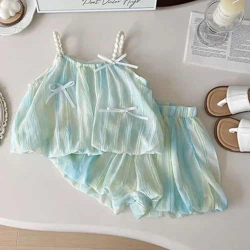 2025 New Summer Baby Girl Party Dress Sleeveless Cotton Solid Color Sister Clothing  2-7Yrs Kids Princess Dresses