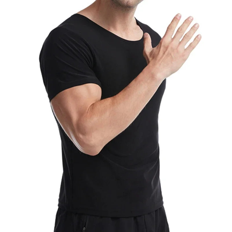 Sauna Sweat Shirt for Men Short Sleeves Body Shaper Gym Exercise Fitness Top Shapewear Sauna Sweat T-Shirt Waist Slimming Tops