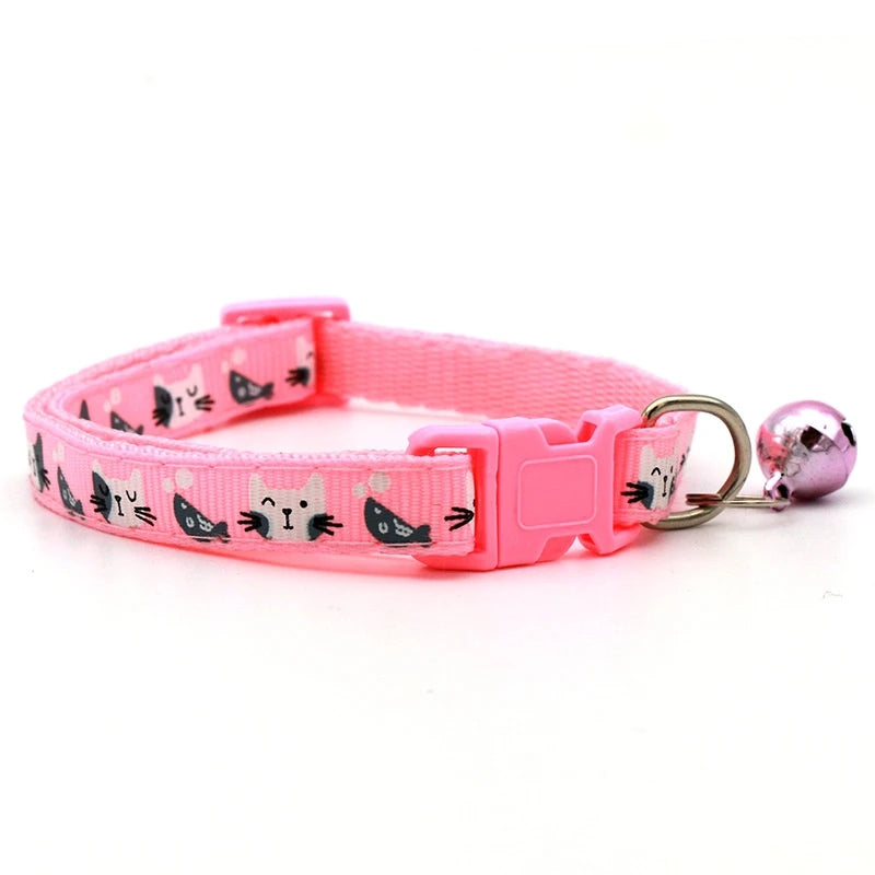 Collar Bell Colorful Cats Pattern Pet Accessories Dog Cat Adjustable Collars For Puppy Kitten DIY Small Animal