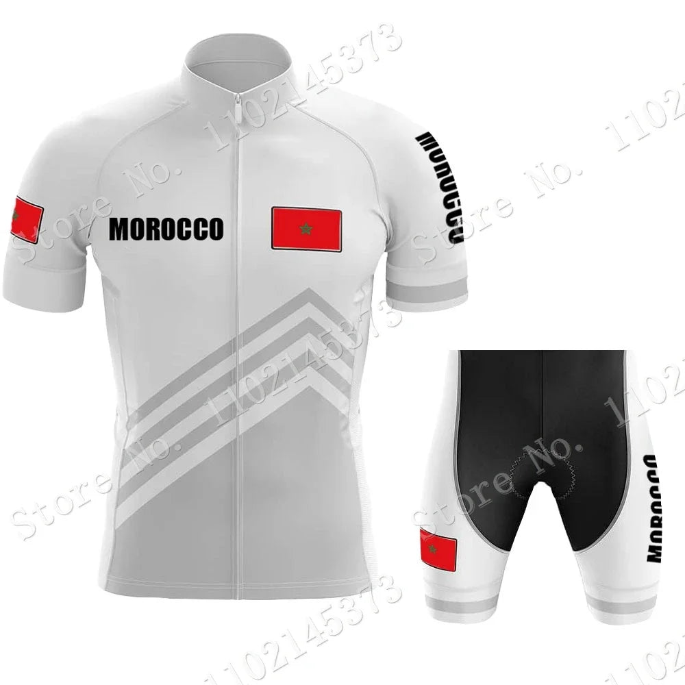 Morocco National Team 2024 Cycling Jersey Set Summer Cycling Clothing Road Bike Shirts Suit Bicycle bib Shorts MTB Maillot