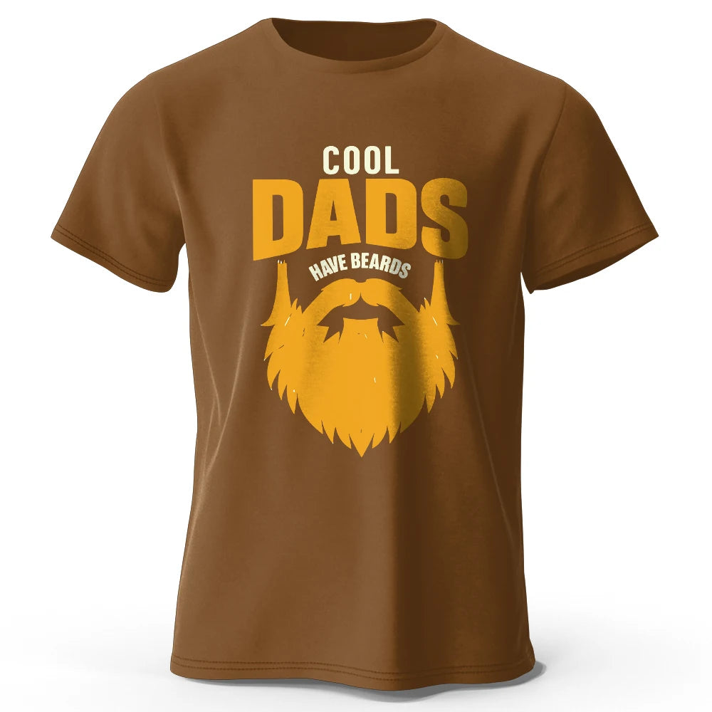 Men's Cool Dad with Beards Printed T-Shirt 100% Cotton Oversized Funny Graphic Tees for Women Summer Tops Humor Streetwear