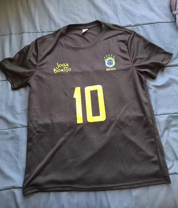 Men's Brazil #10 Elegant Soccer Pattern T-Shirt - New Summer Casual Short-Sleeved Shirt - Soccer Enthusiast Streetwear T-Shirt