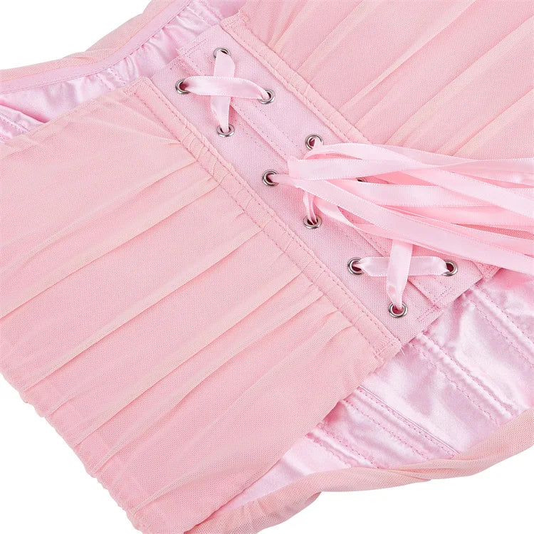 Women's Corset Crop Tops Summer Breathable Mesh Sleeveless Off Shoulder Bustier Skinny Fit Casual Tanks