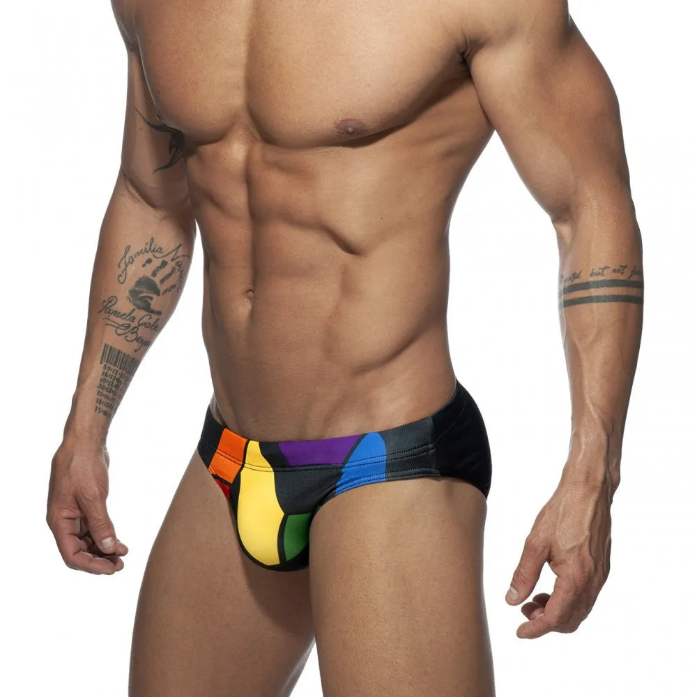 Men's Low Waist Printed Triangle Swimsuit Tight Tether Swimsuit Men's Cup Anti-Embarrassment Shorts BS417