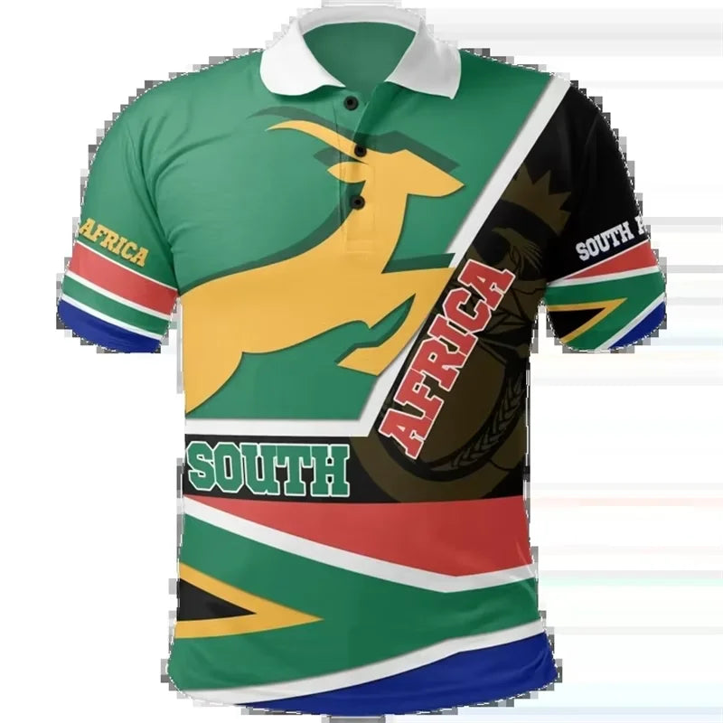 South Africa Map Flag 3D Printed Short Sleeve Polo Shirts For Men Clothes Fashion Springbok POLO Shirt Sport Boy Jersey Male Top