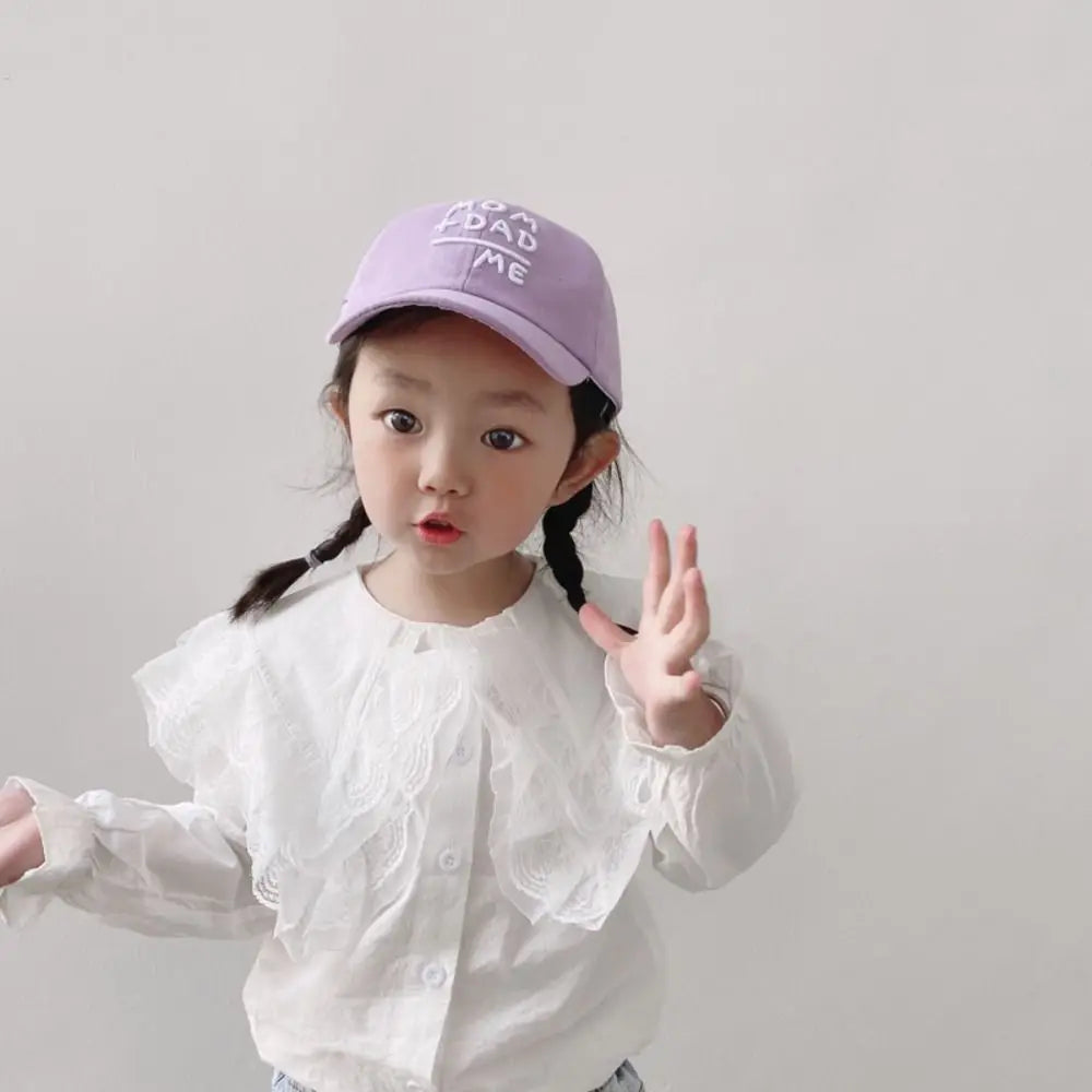 Children's Hats Spring Autumn Boys Girls Duckbill Hats Casual Baby Caps Fashion Cute MOM+DAD=ME Embroidery Sun Hats