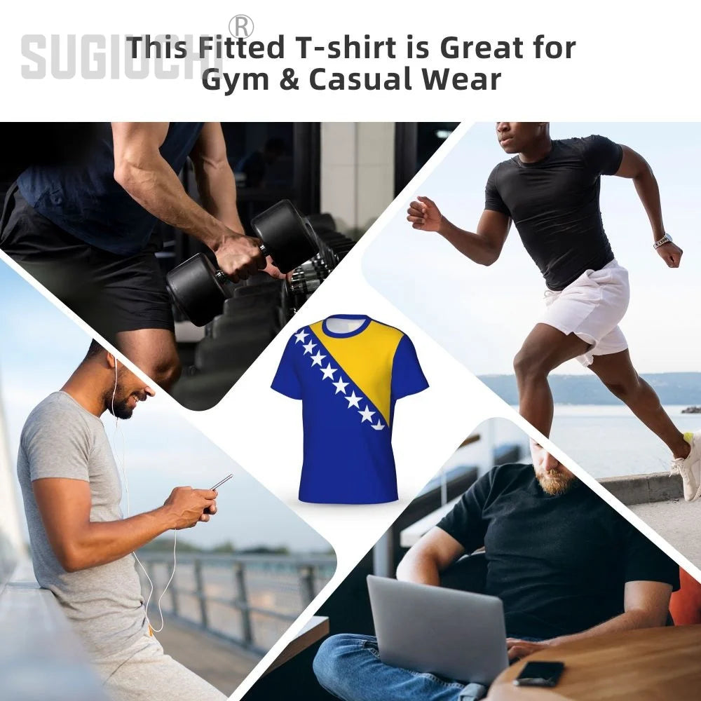 Tight Sports T-shirt Bosnia And Herzegovina Flag 3D For Men Women Tees jersey Clothes Soccer Football Fans Patriotic T shirt