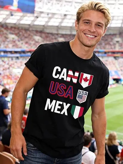 Soccer 2026 Shirts for Women Men USA Shorts Sleeve T-Shirt Football Themed Graphic Tee Top USA Canada Mexico Flags Jersey Gifts