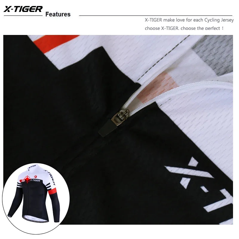 X-TIGER Cycling Jersey Men Long Sleeve MTB Bicycle Cycling Clothing Mountain Bike Sportswear Breathable MTB Shirts Basic Series
