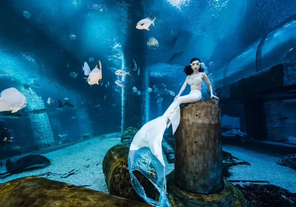 RM Mermaid Sequin Corset Bikini Swimsuit Free Diving Performance Oceanarium Electro Festival Bra Bar Cos Costumes