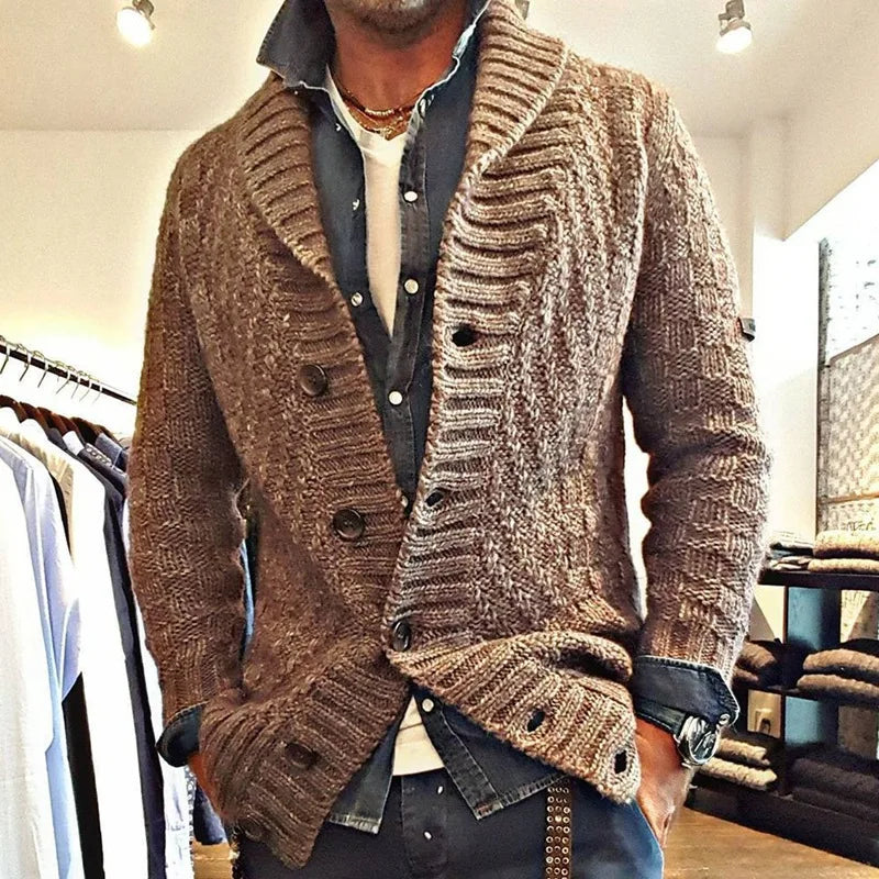 New Fashion Men Streetwear Cardigans Sweatercoats Autumn Man Outwear Casual Cardigans Retro Jacquard Sleeve Knitted Sweaters 3XL