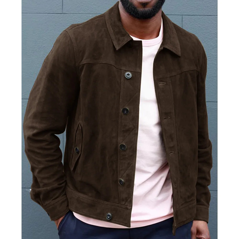 Men's Faux Suede Blazer Single Breasted Slim Fit Fashion Jacket Jackets Man Blouson Men's Coat Winter Clothes Clothing Mens Male