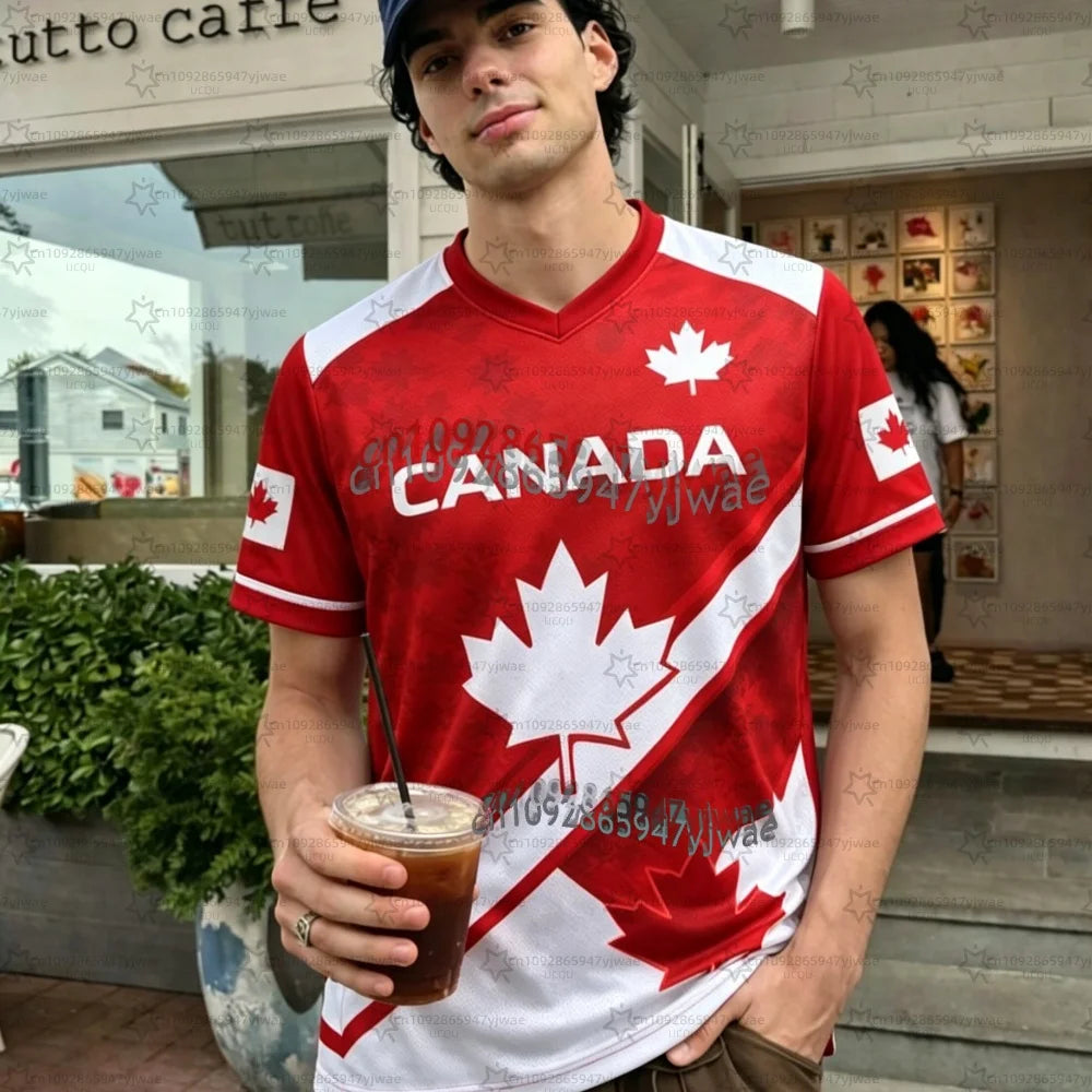 26 new Men's&Women's Canada Soccer fans Jersey Gift For Lovers Tee Fan Gift Plus Size Fashion Street Top soccer fans T-shirt