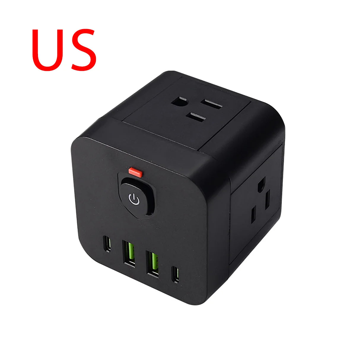 8-in-1 Power Strip US Electrical Plug Socket Extension Cord 4AC Outlets 2USB 2PD Type C Ports Charger Adapter for Home Office