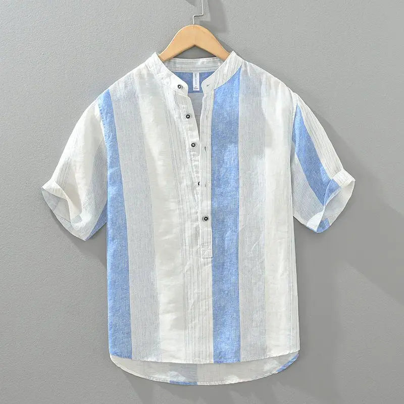 Striped Male Shirts Loose Short Sleeve Men's Shirt Elegant New In Casual Clothes Sale High Quality Luxury Normal Aesthetic Tops