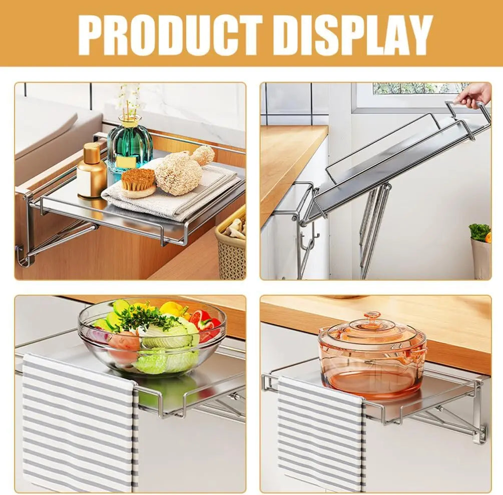 Kitchen Cabinet Door Hook Organizer Adjustable Portable Accessories Space Saving Countertop Organizer Shelf Rack for Balcony
