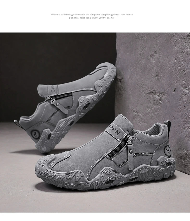 Man Sneakers Designer Short Boots Fashion Leather Men Casual Shoes Comfortable Outdoor Lightweight Flats Anti Slip Walking Shoes
